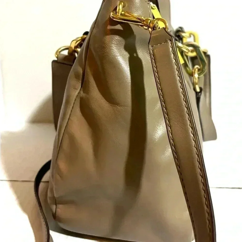 Ralph Lauren gary beige leather satchel handbag